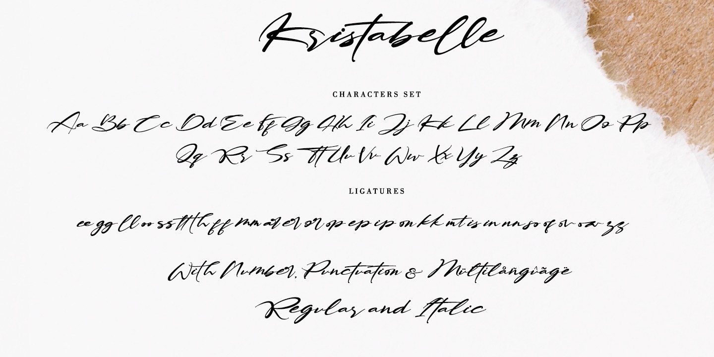 Beispiel einer Kristabelle Italic-Schriftart